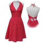 Robe dos nu Heartbreaker - Rouge à pois blancs - Taille XL