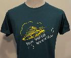 T-shirt Flyin' Saucers Rock'n'Roll - bleu/vert dessin jaune et blanc