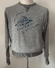 Sweatshirt rétro bicolore gris - FLYIN' SAUCERS ROCK'N'ROLL - dessin bleu