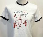 T-shirt Cowboy Boogie blanc et noir - dessin rouge et vert